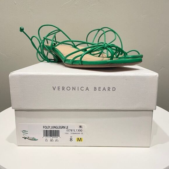 Veronica Beard Foley Ankle Tie Sandal Jungle Green NEW - Size: 8 - Picture 12 of 12